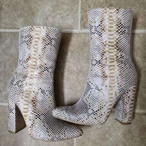 Snakeskin Patterned Ankle Boots